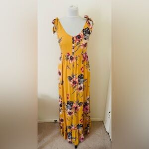 Nevena Rae Women Summer Maxi Dress Size M Tie Straps Sleeveless Floral Romantic